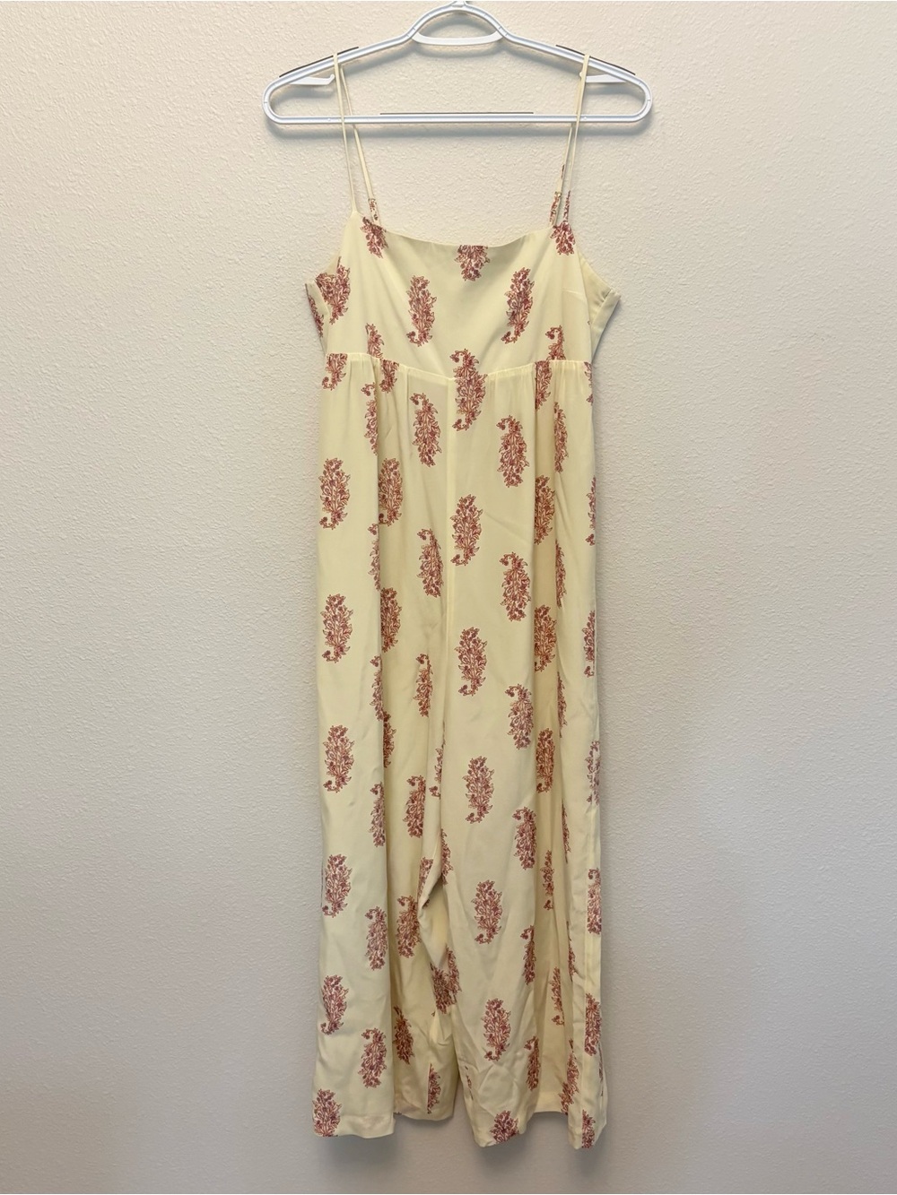 J. Crew Silk Wide Leg Jumpsuit in Budding Branch Print Yellow Size 6 Strappy